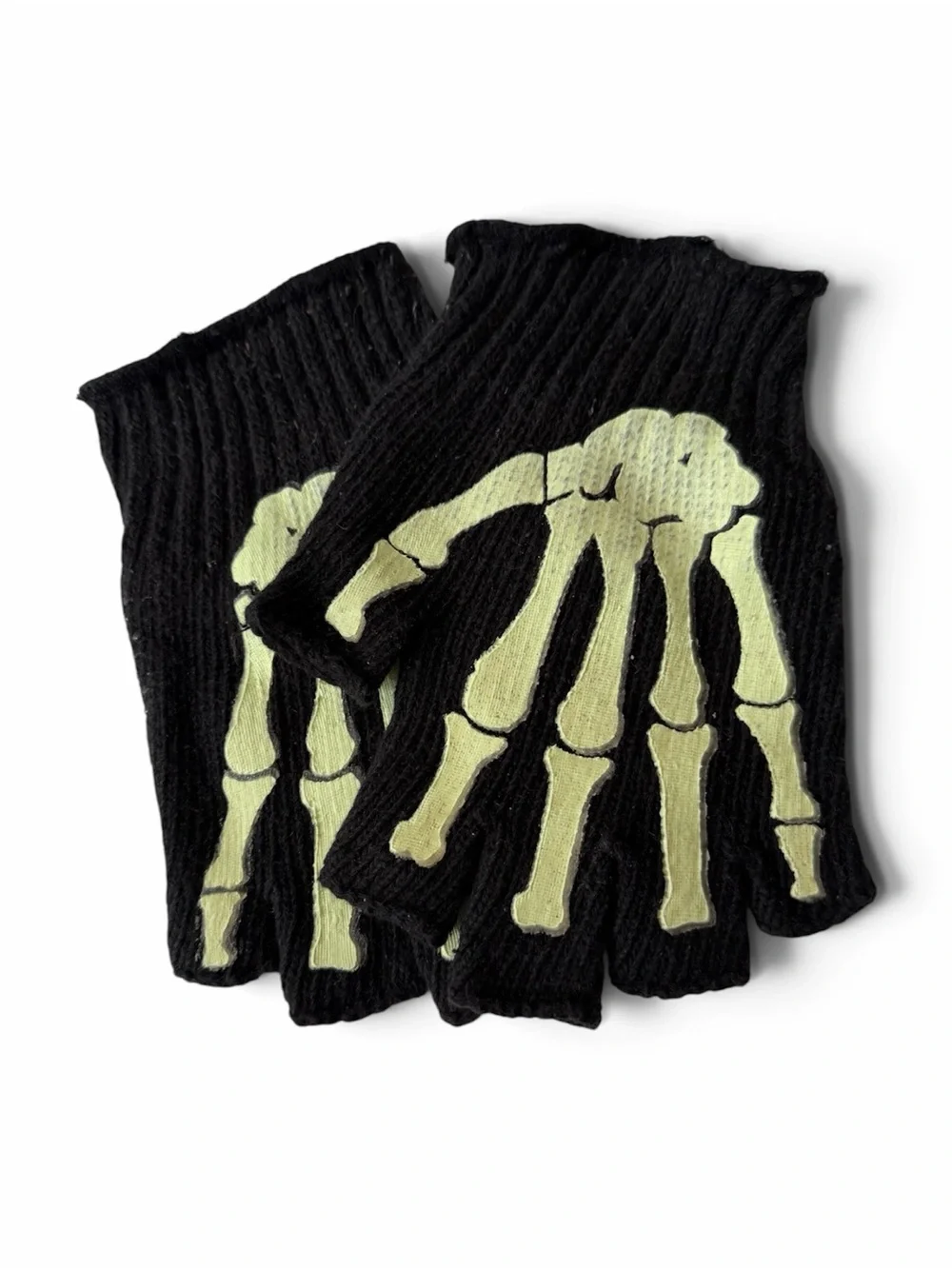 Halloween Skeleton Fingerless Gloves for Kids in Black